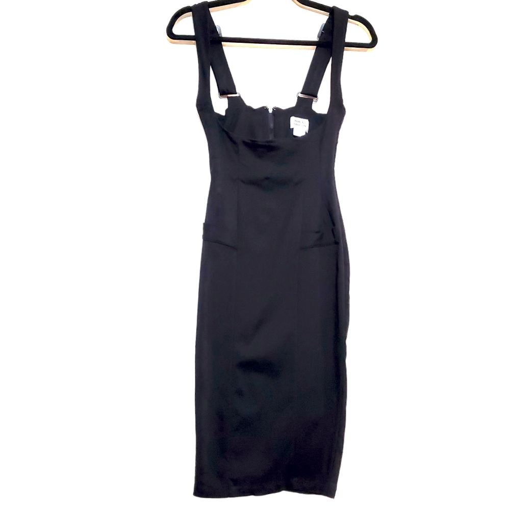 Unique Vintage Womens Black Bustier Dress Size 4 Small Adjustable Straps
